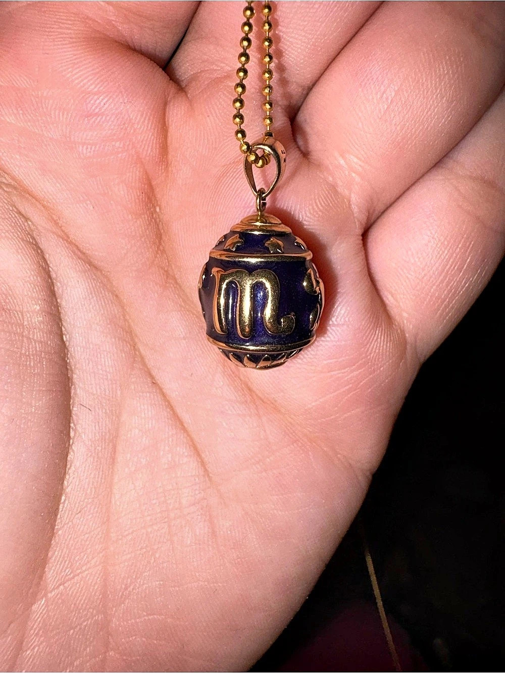 14k gold antique Zodiac Egg Pendant